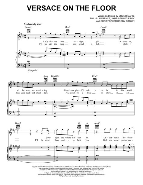 Versace On The Floor Sheet Music by Bruno Mars for 